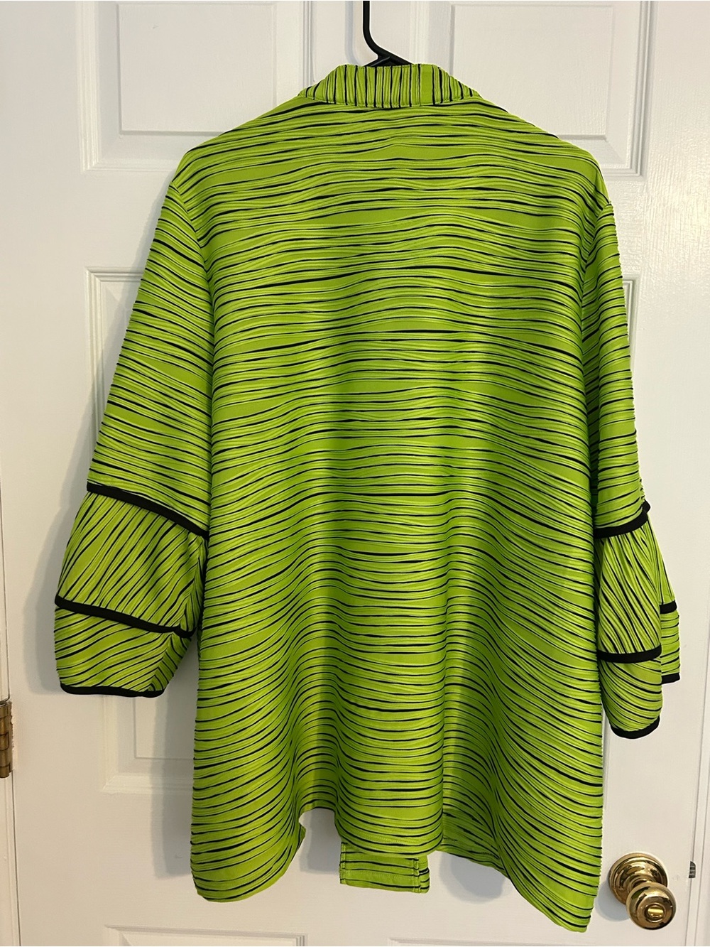 Multiples Lime Green and Black Striped Button Jacket - Picture 5 of 5